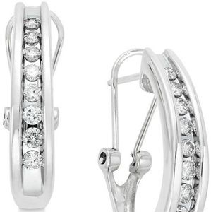 Diamond Hoop Earrings set in White Gold